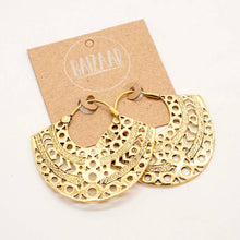 Load image into Gallery viewer, Baizaar - Brass Boho Decorated Circle Earrings
